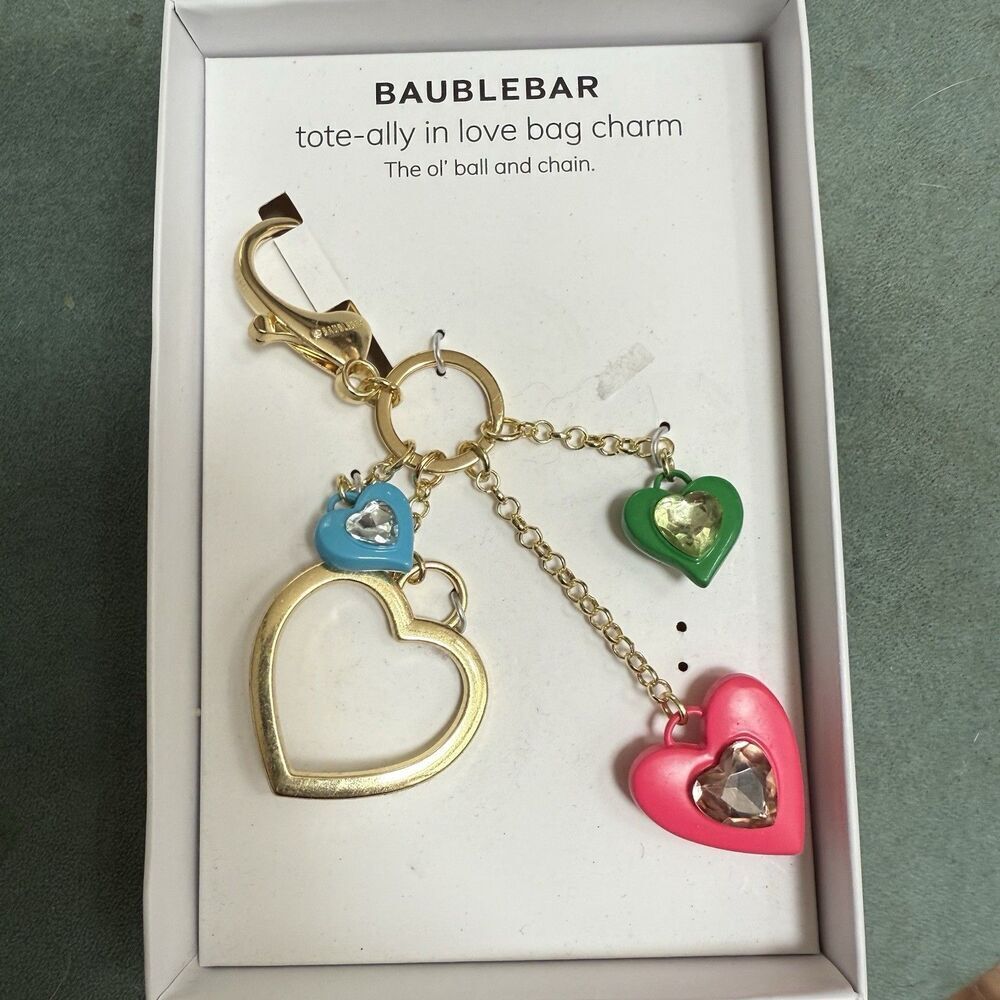 BaubleBar Tote Ally In Love Bag Charm Rhinestone Hearts The Ol’ Ball And Chain